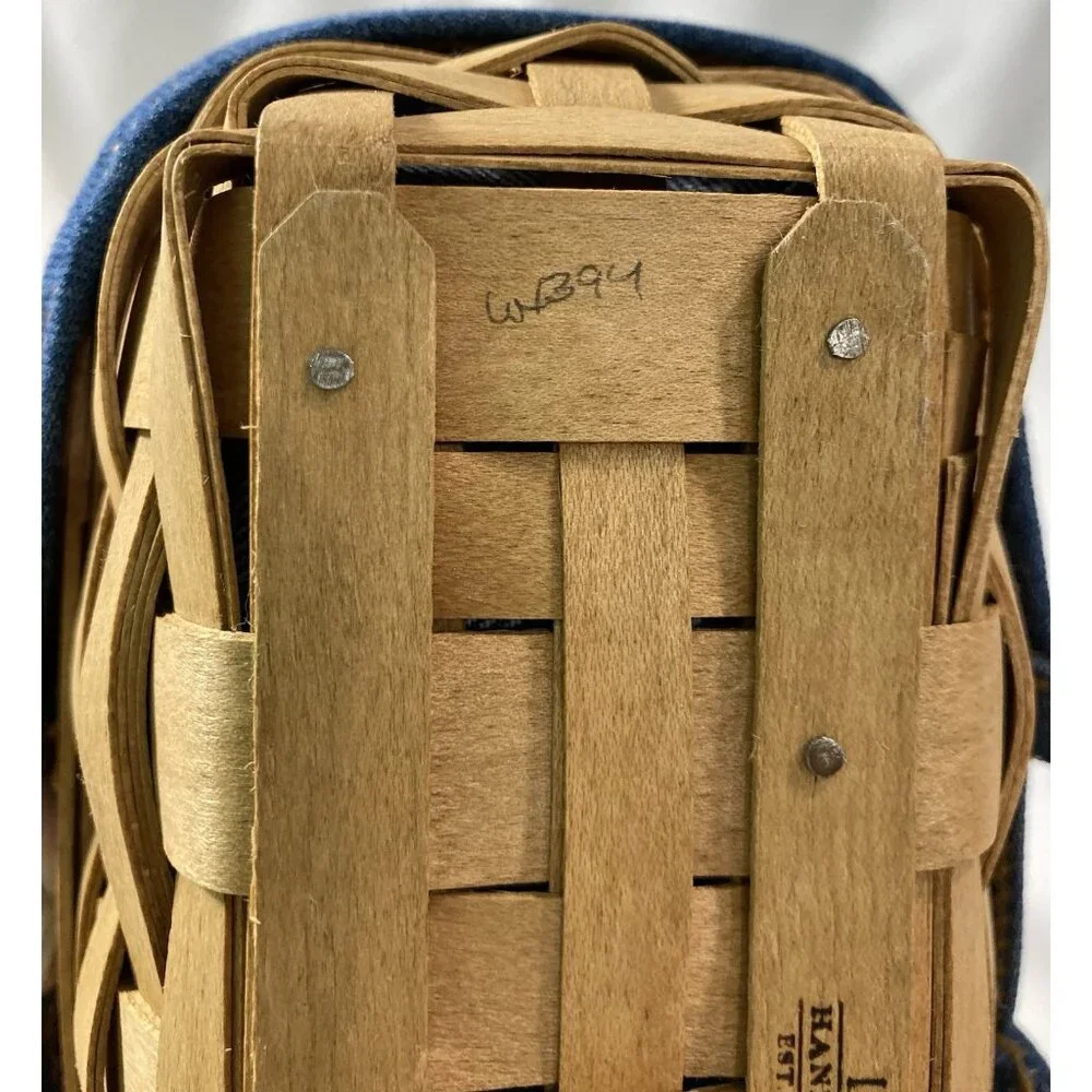 Longaberger Small Rectangular Basket Thank You Handle Denim Liner Insert 2004
